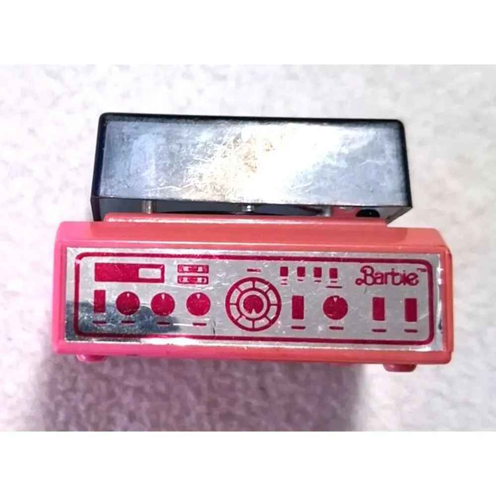 Vtg 80s Mattel Barbie Action Accents Wind Up Miniature Record Player Speaker Toy